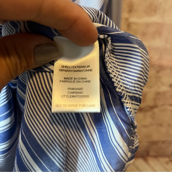 Fourteenth Place navy white nautical striped long sleeve top pledge neck large - Picture 4 of 10